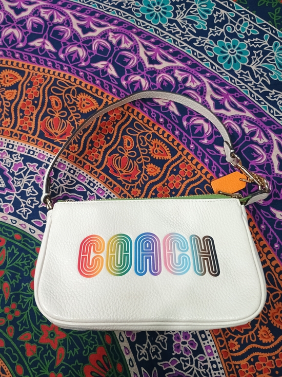 Coach Handbags - Coach White Nolita 19 Shoulder Bag with Rainbow Logo